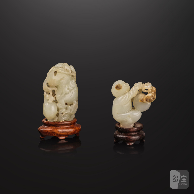 清 十八世紀 青白玉童子擺件兩件 | DEUX PETITS SUJETS EN JADE CÉLADON PÂLE - 图2